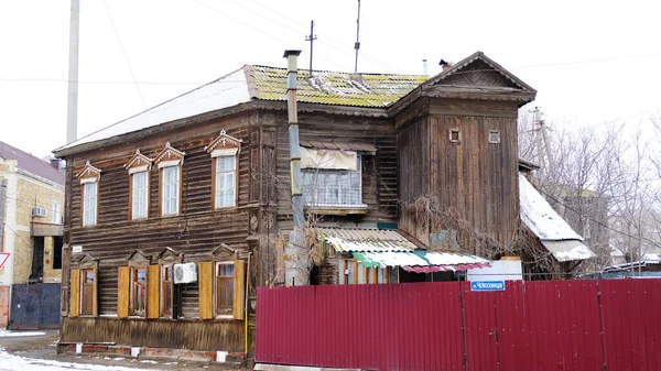 Astrakhan Rússia Janeiro 2021 Edifícios Antigos Cidade Fachadas Casas Chelyuskintsev — Fotografia de Stock