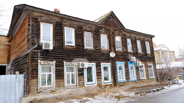 Astrakhan Russia January 2021 Old Buildings City Facades Houses Chelyuskintsev — Stock Photo, Image