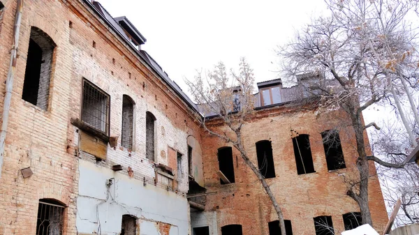 Astrachan Russland Januar 2021 Alte Gebäude Der Stadt Hausfassaden Tscheljuskinzew — Stockfoto
