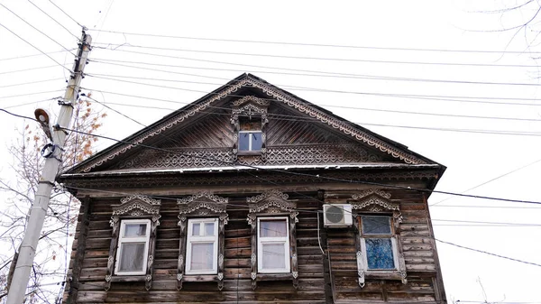 Astrachan Russland Januar 2021 Alte Gebäude Der Stadt Hausfassaden Tscheljuskinzew — Stockfoto