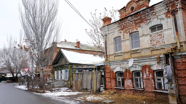 Astrakhan Rusko Ledna2021 Staré Budovy Města Fasády Domů Chelyuskintsev Ulice — Stock fotografie