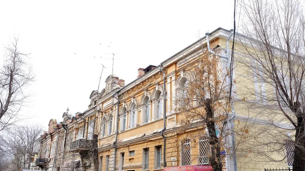 Astrachan Russland Januar 2021 Alte Gebäude Der Stadt Fassade Uritskogo — Stockfoto