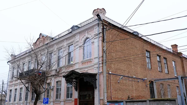 Astrachan Russland Januar 2021 Alte Gebäude Der Stadt Fassade Shahumyan — Stockfoto