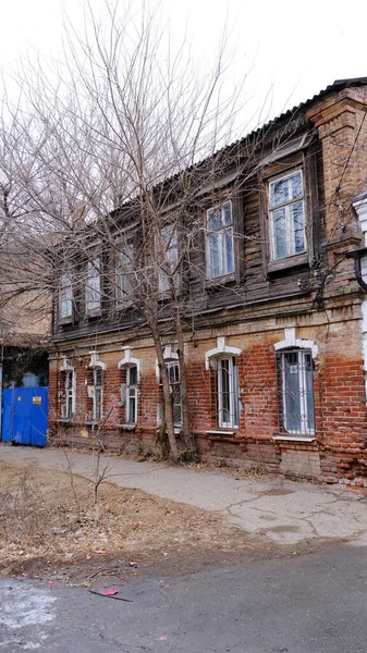 Astrachan Russland Januar 2021 Alte Gebäude Der Stadt Fassade Kuibyschew — Stockfoto