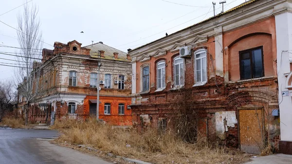 Astrachan Russland Januar 2021 Alte Gebäude Der Stadt Fassade Kuibyschew — Stockfoto