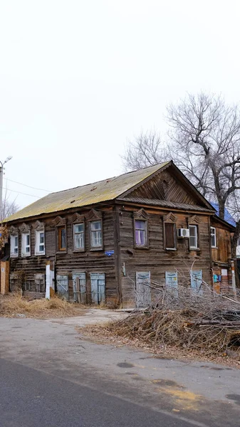 Astrakhan Russia Gennaio 2021 Vecchi Edifici Della Città Facciata Kuibyshev — Foto Stock