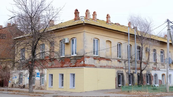 Astrachan Russland Januar 2021 Alte Gebäude Der Stadt Fassade Tschechow — Stockfoto