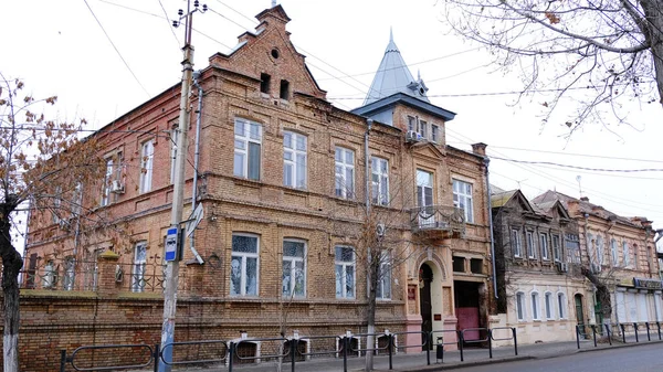 Astrakhan Russie Janvier 2021 Bâtiments Anciens Ville Façade Rue Kommunisticheskaya — Photo