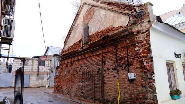Astracán Rusia Enero 2021 Edificios Antiguos Ciudad Fachada Calle Babushkina — Foto de Stock