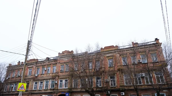 Astracán Rusia Enero 2021 Edificios Antiguos Ciudad Fachada Calle Babushkina — Foto de Stock
