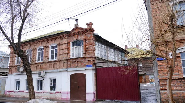 Astrakhan Russia January 2021 Old Buildings City Facade Babushkina Street — Stock Photo, Image