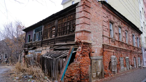 Astracán Rusia Enero 2021 Edificios Antiguos Ciudad Fachada Calle Musa — Foto de Stock