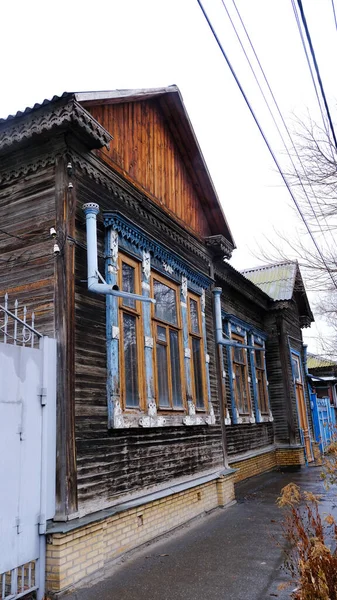 Astrakhan Russia January 2021 Old Buildings City Facade Chalabyan Street — Stock Photo, Image