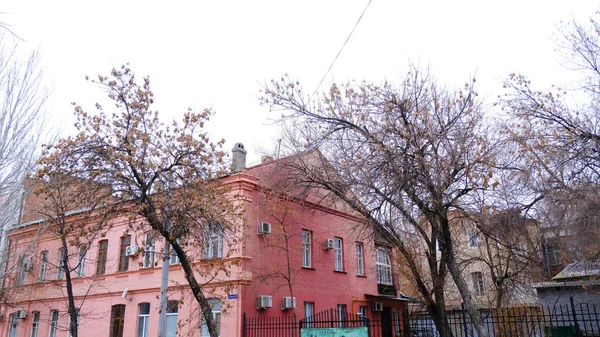 Astrachan Rosja Stycznia 2021 Stare Budynki Miasta Fasada Ulica Lenina — Zdjęcie stockowe