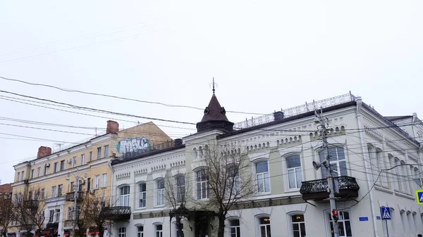 Astrakhan Russia January 2021 Old Buildings City Facade Lenin Street — Stock Photo, Image