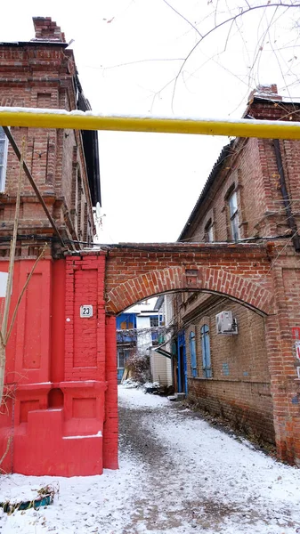 Astrachan Russland Januar 2021 Alte Gebäude Der Stadt Fassade Babeuf — Stockfoto