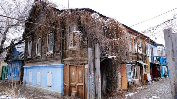 Astracán Rusia Enero 2021 Edificios Antiguos Ciudad Fachada Calle Babeuf — Foto de Stock