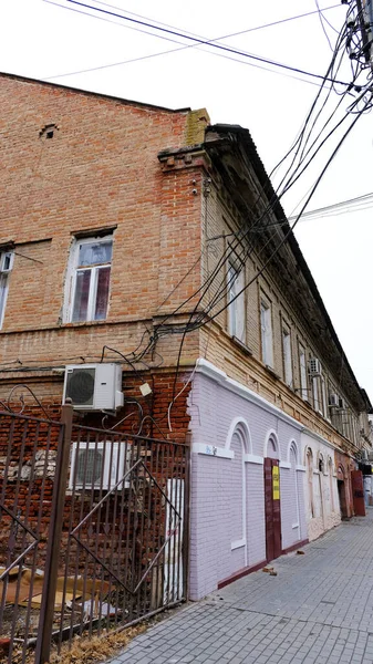 Astrachan Russland Januar 2021 Alte Gebäude Der Stadt Fassade Straße — Stockfoto