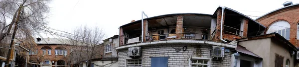 Astracán Rusia Enero 2021 Edificios Antiguos Ciudad Fachada Calle Banner — Foto de Stock