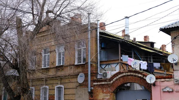 Astrachan Russland Januar 2021 Alte Gebäude Der Stadt Fassade Natascha — Stockfoto