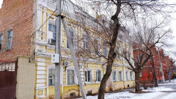 Astrachan Russland Januar 2021 Alte Gebäude Der Stadt Fassade Kremlewski — Stockfoto