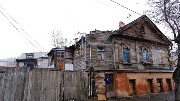 Astrakhan Rússia Janeiro 2021 Edifícios Antigos Cidade Fachada Rua Mayakovsky — Fotografia de Stock