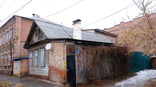 Astrakhan Russie Janvier 2021 Bâtiments Anciens Ville Façade Rue Mayakovsky — Photo