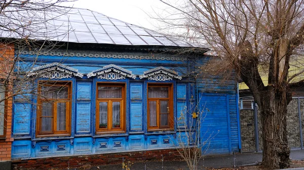 Astrakhan Rússia Janeiro 2021 Edifícios Antigos Cidade Fachada Rua Mayakovsky — Fotografia de Stock