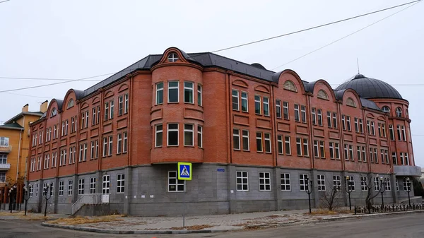 Astrakhan Rússia Janeiro 2021 Edifícios Antigos Cidade Fachada Rua Mechnikov — Fotografia de Stock