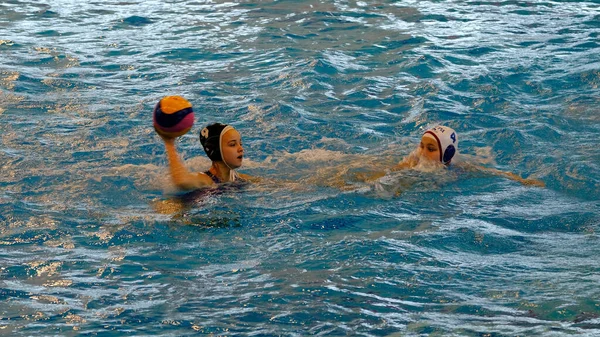 Astrakhan Russia January 2021 Girls Pool Learning Play Water Polo — Stock Photo, Image