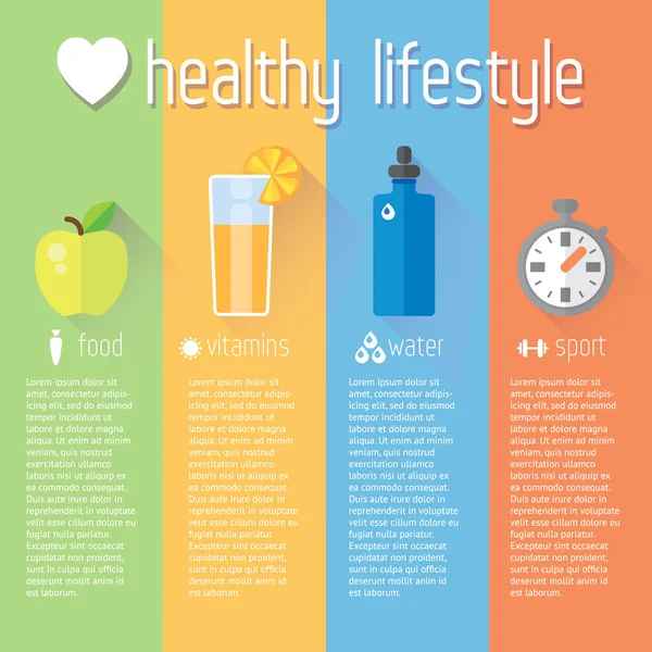 Sağlıklı yaşam bilgi grafiği — Stok Vektör