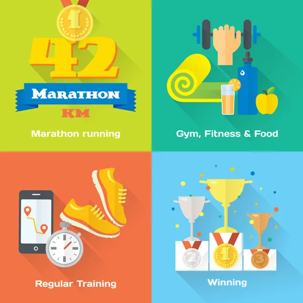 Ikony zwycięzca maratonu — Wektor stockowy