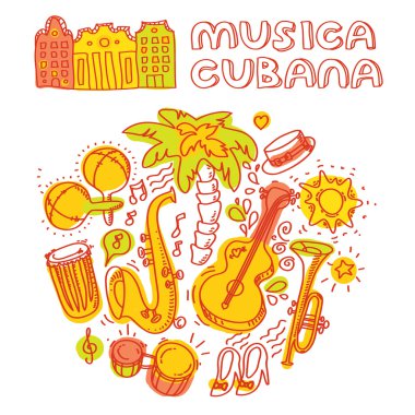 Salsa dans ve müzik aletleri simgeler