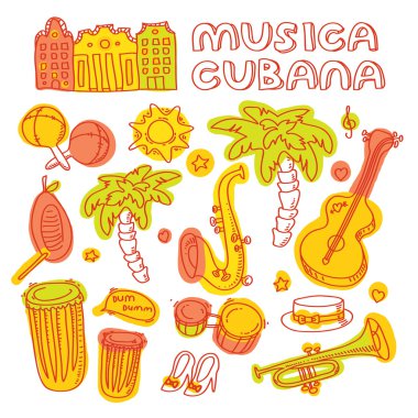Salsa dans ve müzik aletleri simgeler