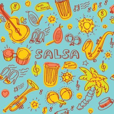 Salsa müzik aletleri desen