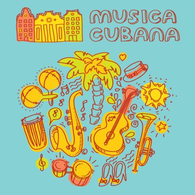 Salsa dans ve müzik aletleri simgeler