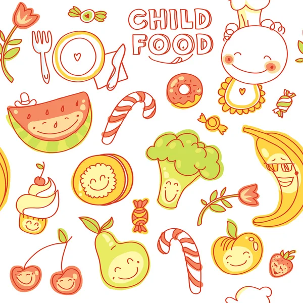 Seamless Child food pattern — Stock Vector