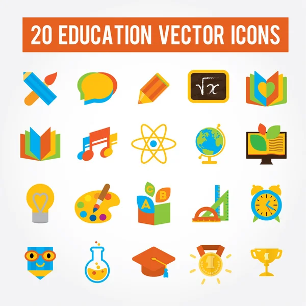 Conjunto de 20 iconos educativos — Vector de stock