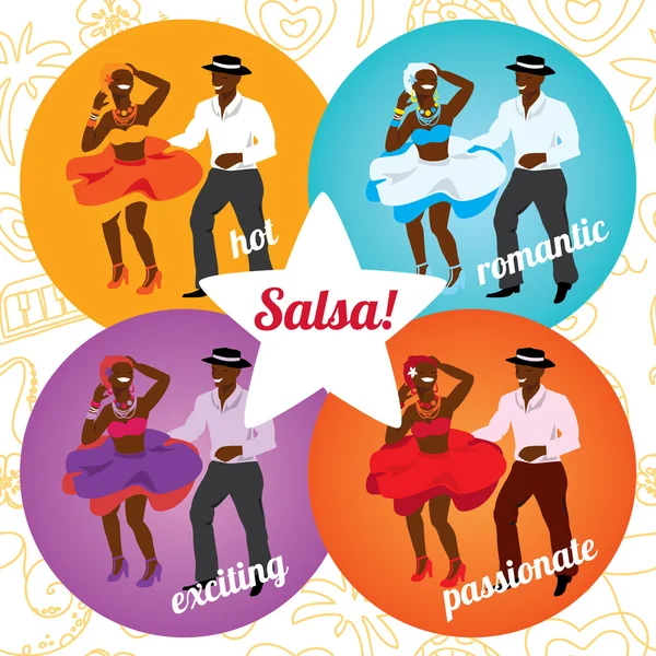 Festa di salsa o poster della scuola di danza — Vettoriale Stock