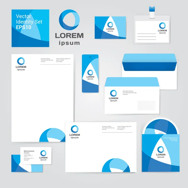 Identity corporate set design template in water blue colors on white background — Stock Photo, Image