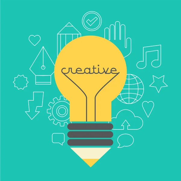 Ilustración de idea creativa con lámpara y lápiz — Foto de Stock