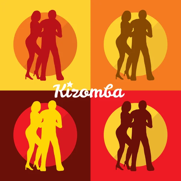 Kizomba poster for party. Dancing couple. — Stockvector