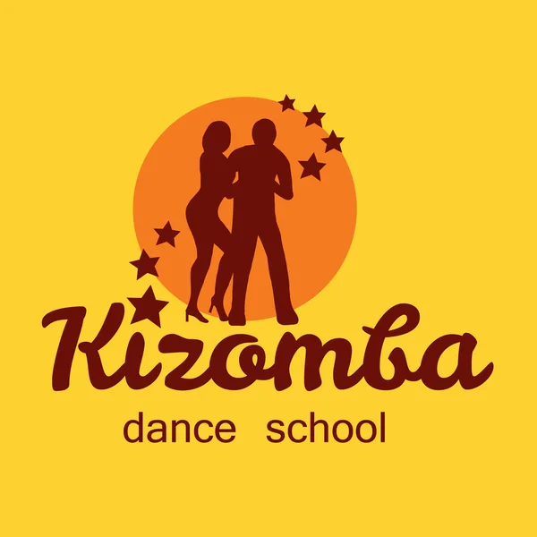 Kizomba poster for party. Dancing couple. — Stockvector