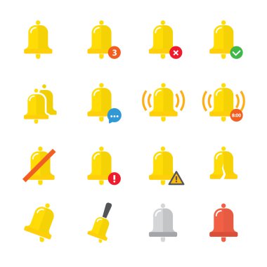 Notifications call icons set with bell clipart