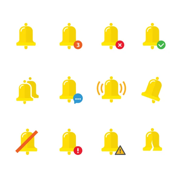 Notifications call icons set with bell — ストックベクタ