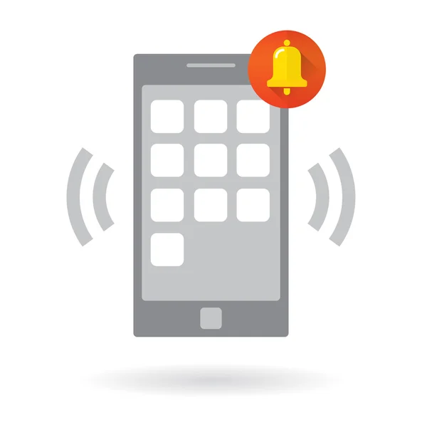 Teléfono móvil inteligente con notificación de alarma . — Vector de stock