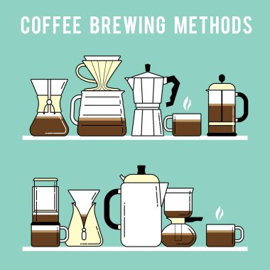 Coffee brewing methods clipart
