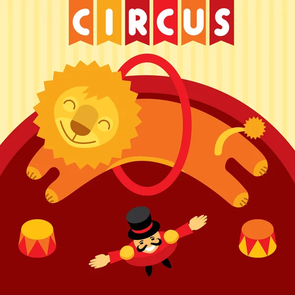 Jumping lion in circus — Stock Vector