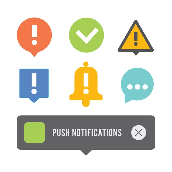 Conjunto de ícones de notificações push . —  Vetores de Stock