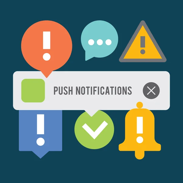 Push notifications elements set. — Stock Vector